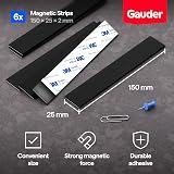 GAUDER Adhesive Magnetic Strips 6 pcs 15 cm x 25 mm x 2 mm Strong Hold view 3