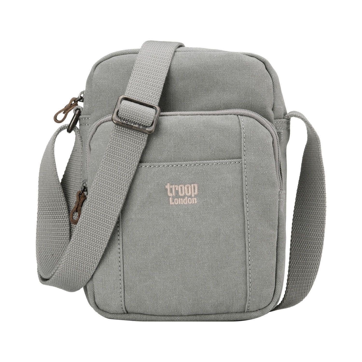 Troop London TRP0370 Classic Canvas Across Body Bag Ash Grey