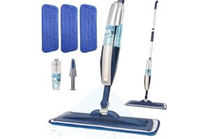 Panda Grip Mops for Floor Cleaning Wet Spray Mop with 14 oz Refillable Bottle and 3 Washable Microfiber Pads Home or Commercial Use Dry Wet Flat Mop for Hardwood Laminate Wood Ceramic