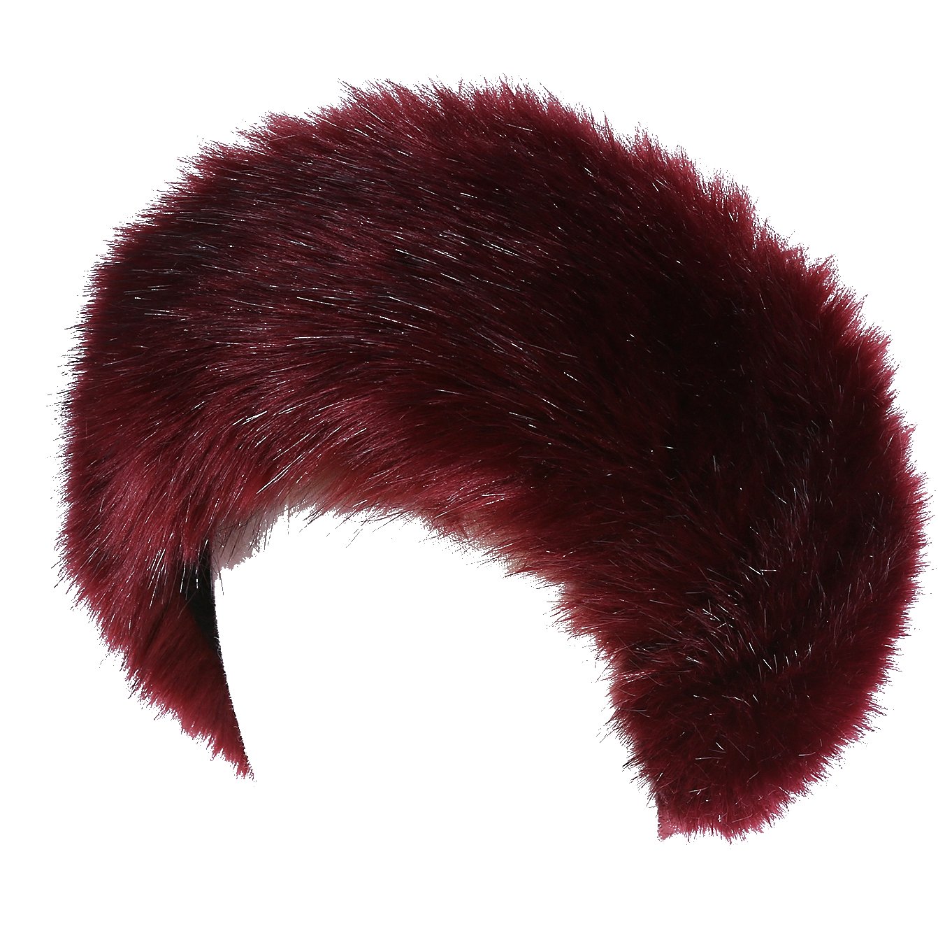 soul young Women's Faux Fur Headband with Stretch Winter Earwarmer Earmuff (Burgendy) โ image 1