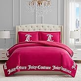 Juicy Couture - Comforter Set - Gothic Design Bedding - Queen - 3 Piece Set Includes (1) 90" x 92" Comforter and (2) 20" x 26" Shams - Wrinkle Resistant - Premium Bedroom Decor - Hot Pink