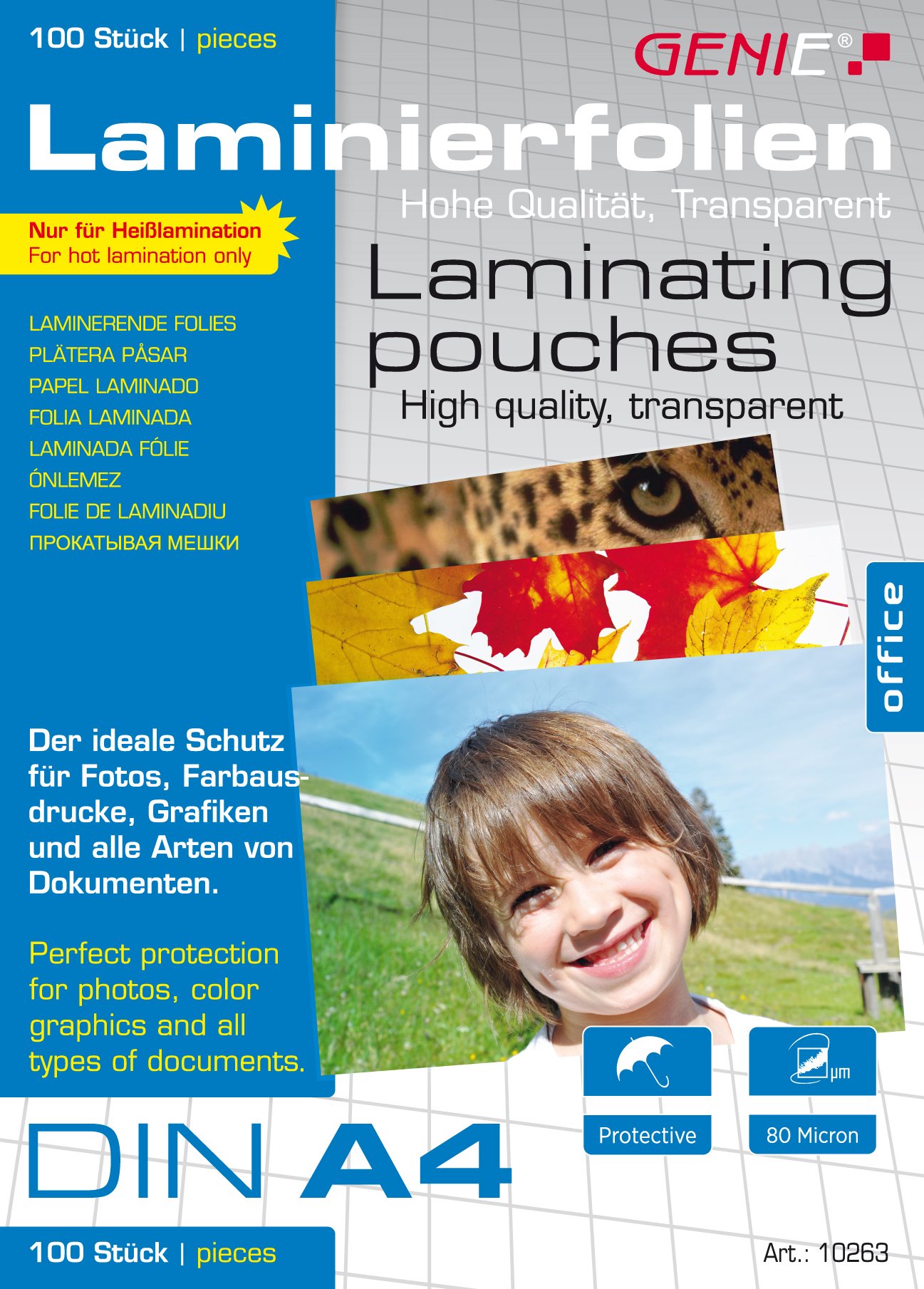 Genie DIN A4 Laminating Film Sheets 80 Micron Pack of 100