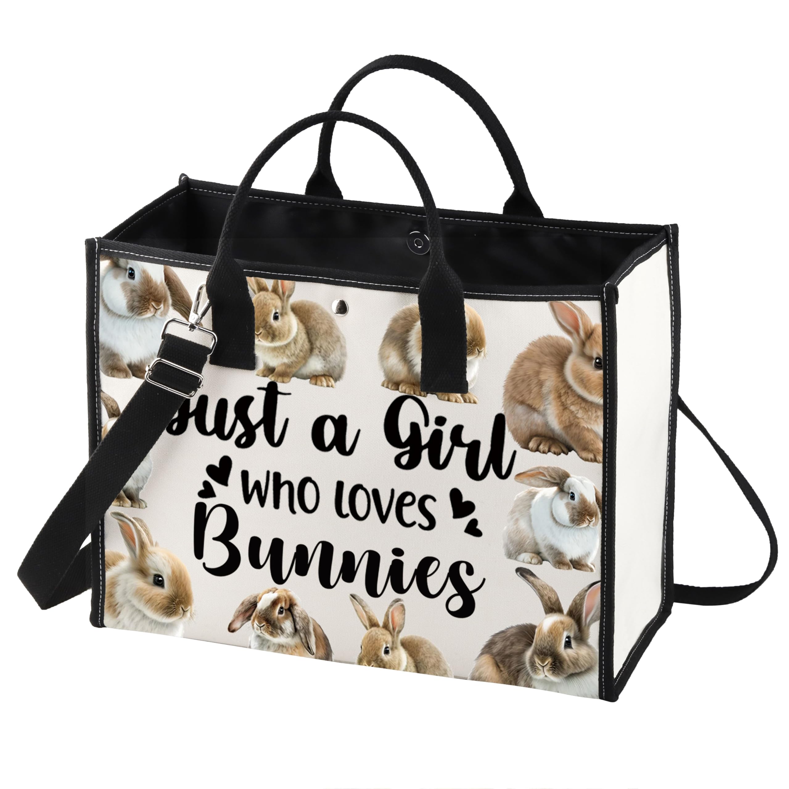 LEVLO Funny Bunny Cosmetic Bag Animal Lover Gift Just A Girl Who Loves Bunnies Makeup Zipper Pouch Bag Bunny Lover Gift, Loves Bunnies LT