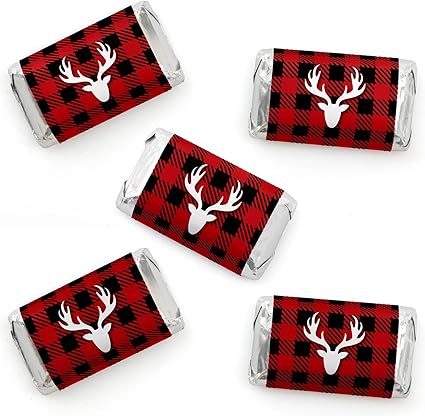 Download Amazon Com Big Dot Of Happiness Prancing Plaid Mini Candy Bar Wrapper Stickers Reindeer Holiday And Christmas Party Small Favors 40 Count Toys Games