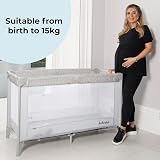 My Babiie Travel Cot Elephants Lightweight Birth to 15kg Easy Fold Grey view 3