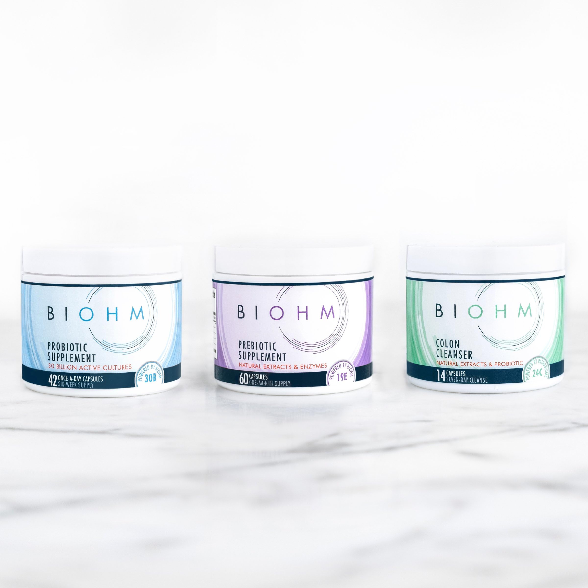 BIOHM Trio. Probiotics, Prebiotics and Colon Cleanser. HSA Eligible. 100 Percent Non GMO, Vegan. No Gluten, Soy, Dairy or Egg. No Refrigeration.