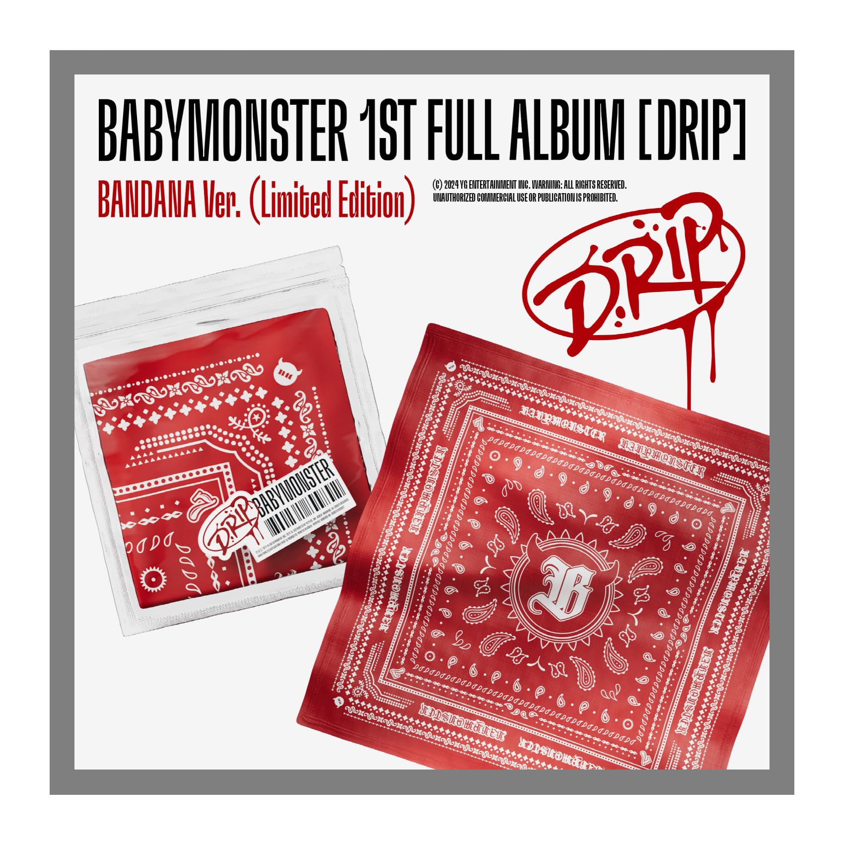 Photo 1 of BABYMONSTER DRIP 1st Full Album with Tracking Sealed Baby Monster (Limited Bandana Version)