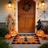 Halloween Decor Layered Front Doormat Set, Boo Crew Coco Coir Door Mat + 28
