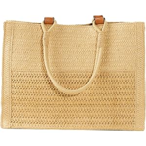 Terry Town Woven Straw Beach Tote Bag for Women,