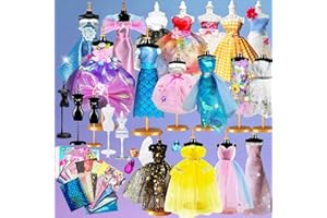 AMOPRO Fashion Designer Kit for Girls, 800PC+ Creativity DIY Arts & Crafts Design with 5 Mannequins, Learning Toys Doll Clothes Making Sewing Kit for Kids Ages 8-12+ Birthday Girls Gift