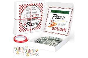 Feifeiya 2 Pcs Birthday Pizza Money Box for Cash Gift 10 x 10 Inch Pizza Boxes Money Holder Fun Gift for Surprise Funny Special Happy Birthday Party Celebrations (Cash Not Include) (White)