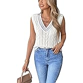 WODECASA Womens V Neck Sweater Vest Colorblock Knit Sleeveless Casual Loose Fit Pullover Tank Top