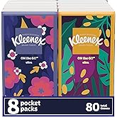 Kleenex On-The-Go Facial Tissues, 8 On-The-Go Packs, 10 Tissues per Box, 3-Ply (80 Total Tissues), Packaging May Vary