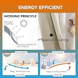 Deconovo Total Blackout Curtains Faux Linen Eyelet Pale Khaki 2x W66xL90 view 4