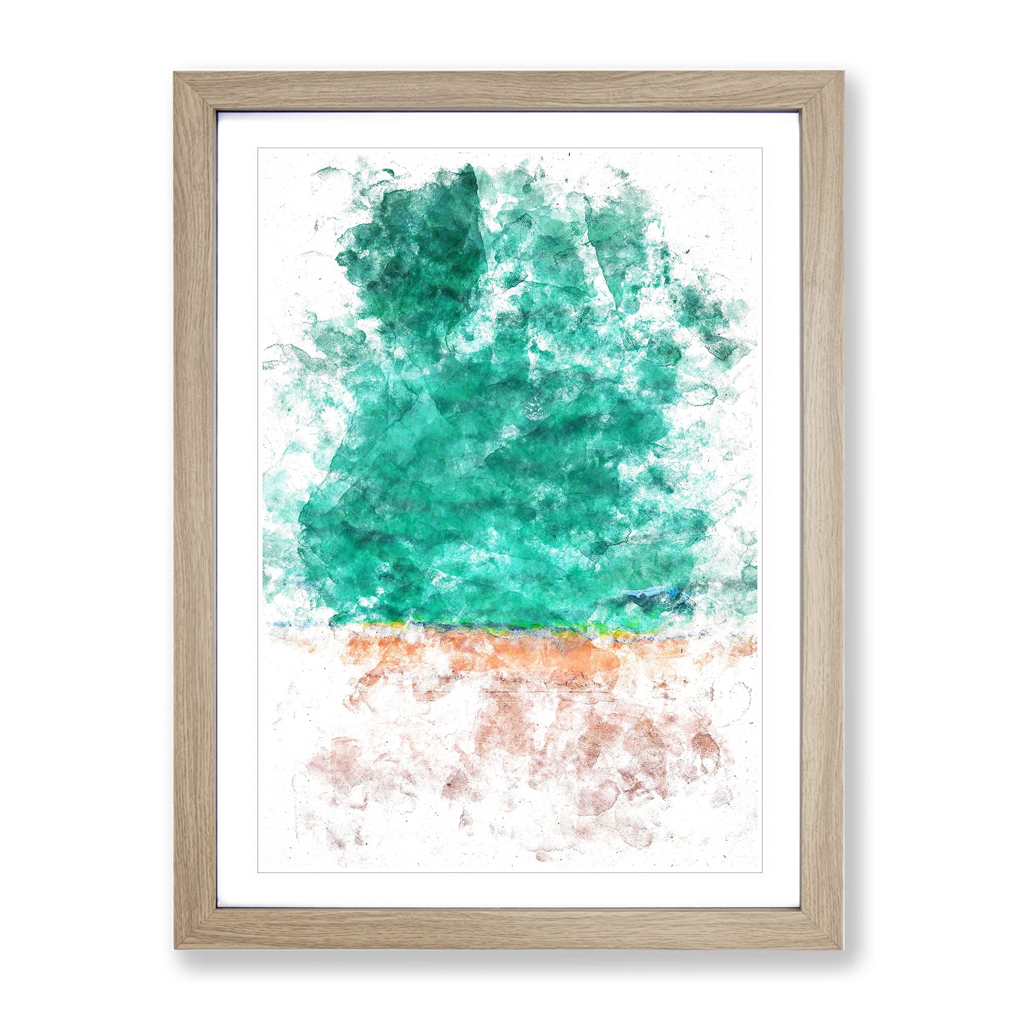 South Beach View In Miami Florida Watercolour Modern Framed Wall Art Print, Ready to Hang Picture for Living Room Bedroom Home Office Décor, Oak A4 (34 x 25 cm)