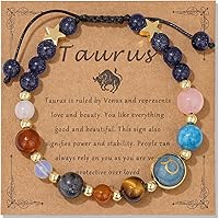 Vinswet Zodiac Bracelets for Women Men,12 Constellations Healing Crystal Stone Beads Bracelet Birthday Zodiac Gifts Horoscope