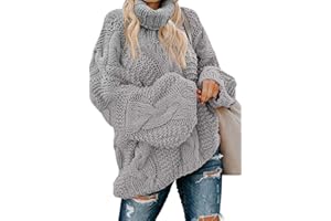 Dokotoo Womens Turtle Neck Sweater Fashion 2025 Loose Casual Cozy Chunky Pullover Tops