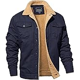 MAGNIVIT Men's Cotton Cargo Jacket Winter Sherpa Fleece Lined Work Jacket Coats with 5 Pockets