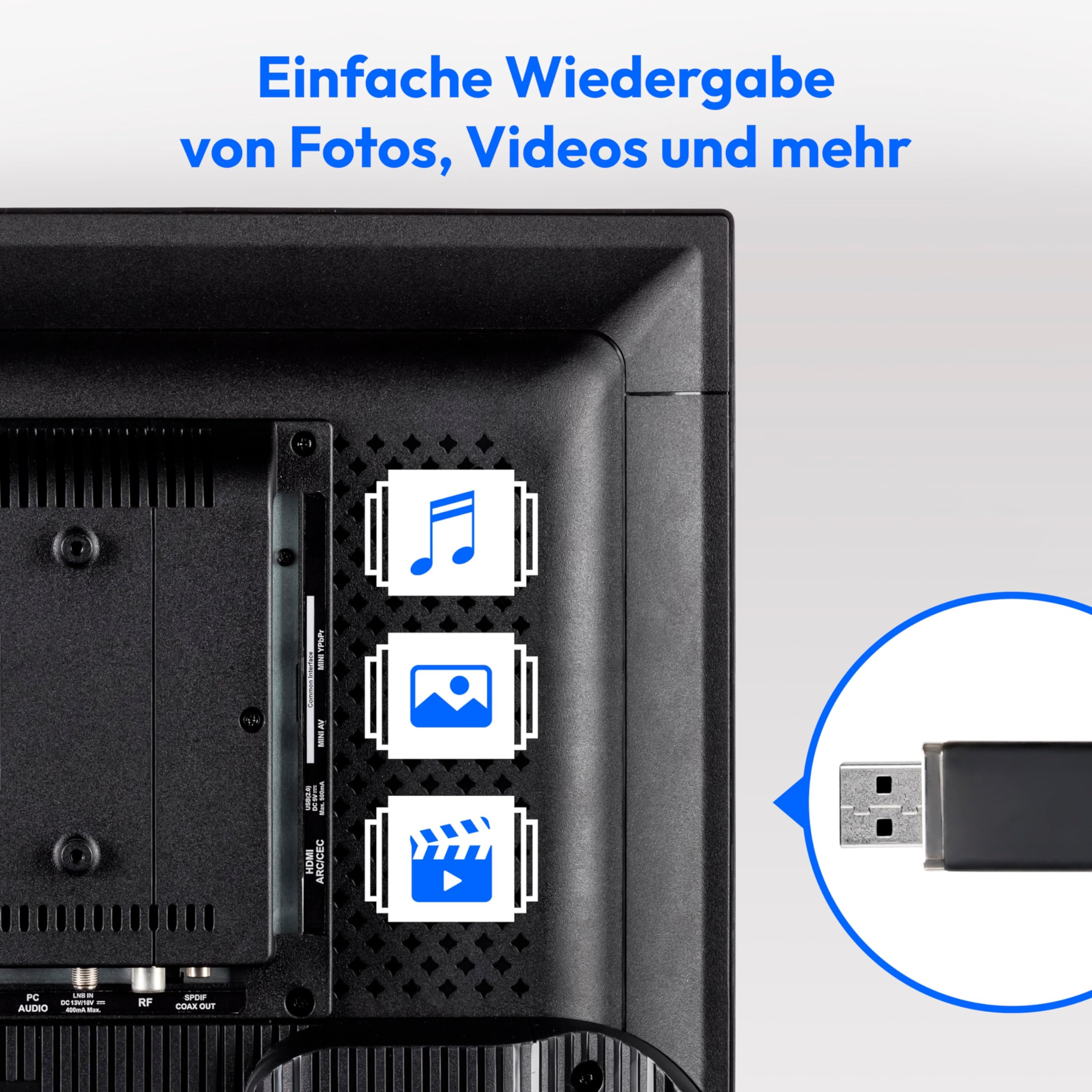 MEDION 59,9 cm (24 Zoll) Full HD Fernseher (integrierter DVD-Player, perfekt für Camping Wohnmobil LKW Garten, 12V KFZ Car-Adapter, Triple Tuner Receiver, HDMI, USB, MD 824001) 3