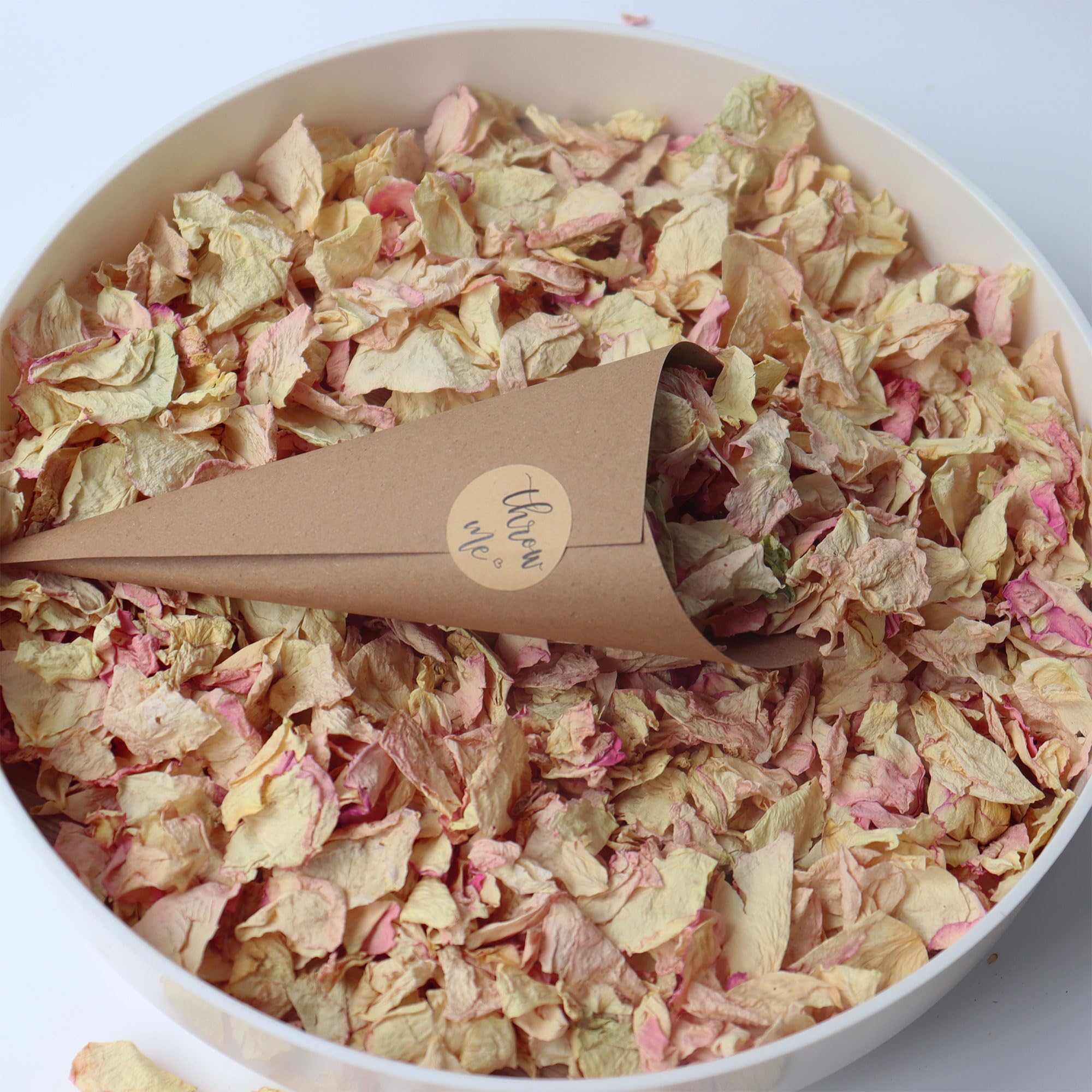 Photo 1 of 2.5 QT Dried Rose Flower Petals Biodegradable Confetti, 30 Cups Mix Real Natural White Pink Rose Petals for Wedding Proposal Party Valentine's Day Decor Flower Girls, Bath salt Candle Soap Making
