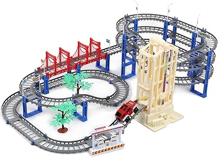 Amazon.com: Juego de pista de carreras para coche con elevación y música y pistas de tren ligero juguete para niños y niñas, niños y niños pequeños: Toys \u0026 Games