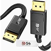 Silkland 54Gbps DisplayPort Cable 2.1 [VESA Certified], [8K@165Hz, 4K@480Hz 360Hz 240Hz] DP 2.1 Cable 16K, DP54 HDR DSC 1440P Display Port Cord Compatible G-Sync Gaming Monitor 5090 7900XTX, 6.6FT
