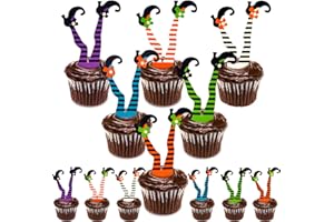 Whaline Halloween Cupcake Toppers Witch Boot Paper Cupcake Decorations for Cupcake Dish Decoration Party Supplies, 30 Pack