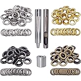 Wolfride 100 Sets Brass Grommet kit 10mm 3/8" Inside Diameter Canvas Fabric Grommet Kit Tarp Eyelet kit (4 Colors)