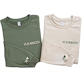 coreus Custom Roman Numeral Sweatshirt with Initial and Heart Matching Sweaters for Couples for Couple Valentines Sweater Women and Men