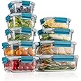 GC GENICOOK Glass Food Storage Containers with Airtight Lids-Glass Meal Prep Containers/Bento Box/Microwave Freezer Dishwasher Safe-Glass Lunch Box for Kitchen,Stackable,Large Capacity, BPA Free