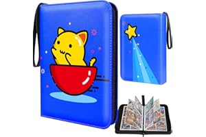Winsing Card Binder For Pokemon Cards with 400 Sleeves, Ultra 4 Pocket Trading Card Binder Holder For Pokemon Card, TCG, CCG, MTG, YuGiOh, Baseball, Gifts For Boys And Girls
