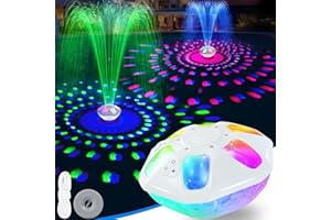 ChlorStar Upgraded Pool Fountain,9000mah Rechargeable Floating Pool Fountain with Light Show,Above Ground Pools Water Fountains Pump with Anchor,Swimming Inground Pools Fountains for Pond-1PC (White)