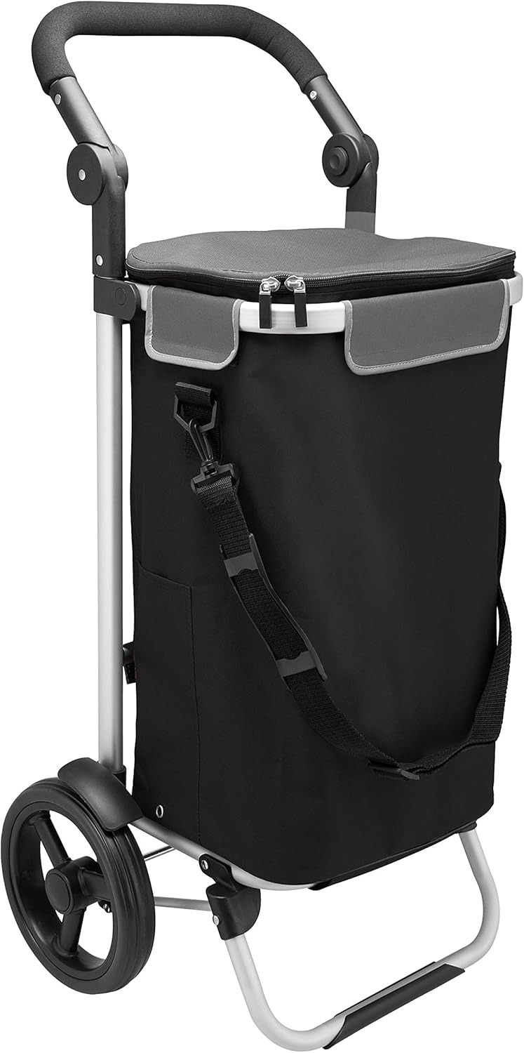 bremermann Shopping Trolley JEEBEL, Shopping Basket with Removable Bag and Collapsible Handle (Black)