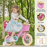Glerc Maggie 12 Inch Kids Bike with Doll Seat Basket Stabilizers Pink view 2