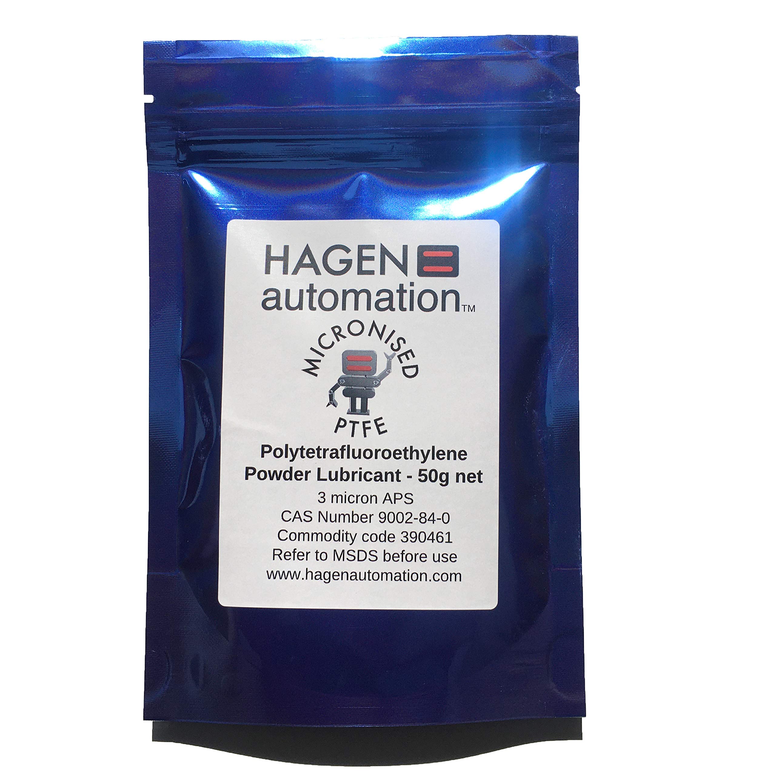Hagen Automation Lab‑Grade PTFE Powder 50 g – Ultra‑Fine 3 Micron APS (1.6 Micron Sieve) Chain Wax Additive – Low PFOA, High‑Temp Protection & Energy Efficiency for Hot‑Wax Bicycle Chains