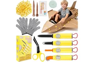 Cardboard Cutter Tools for Kids - 153 Pcs Kids Safe Cardboard Cutter with Saws, Fold-Roller, Cut Resistant Gloves, Tape Measu
