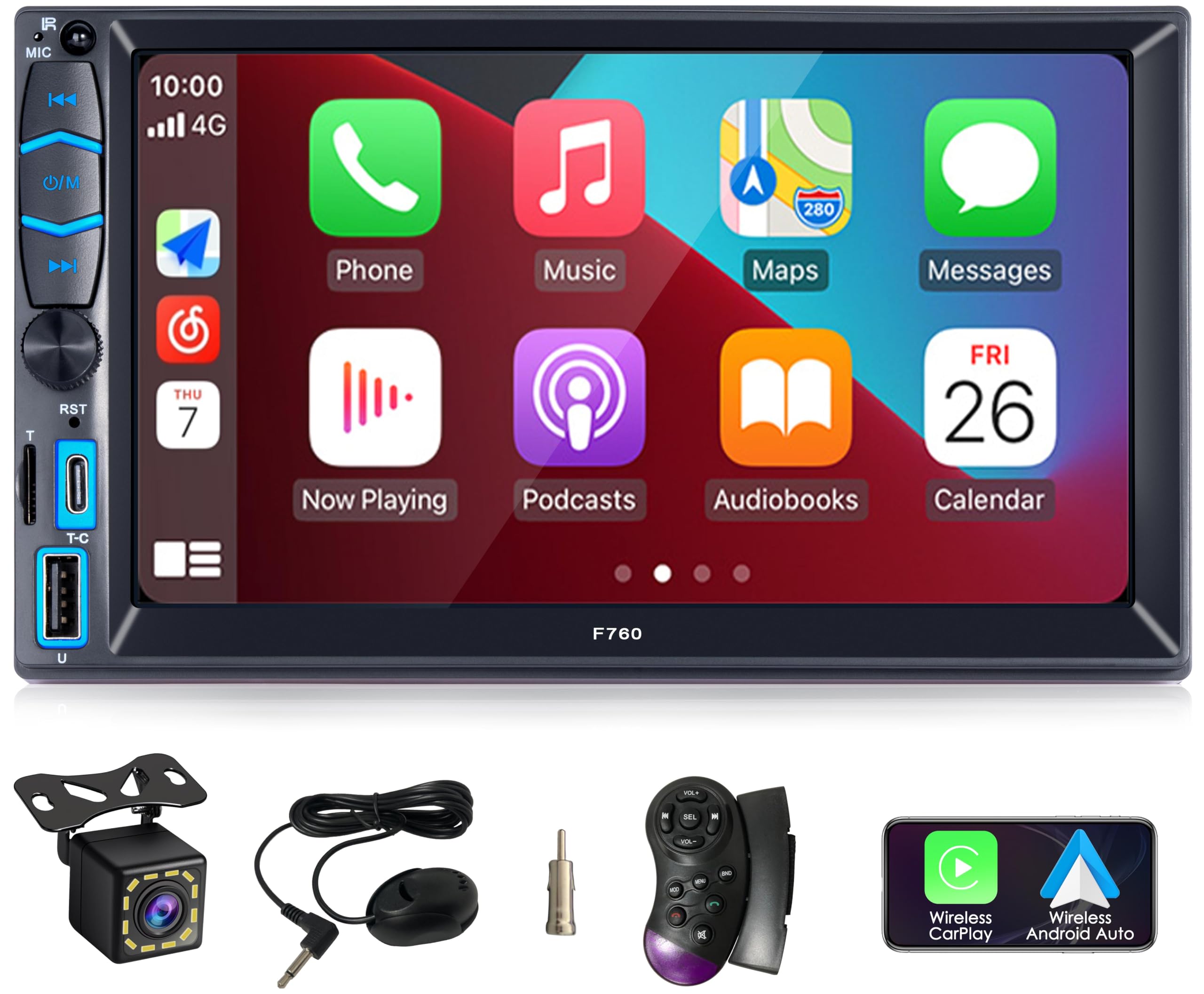 Photo 1 of ***(USED/ UNKNOWN IF MISSING PARTS/ UNABLE TO TEST)***iFreGo Double Din Car Stereo Apple Carplay and Android Auto Car Radio,7 Inch Touch Screen Radio Bluetooth,AM/FM Radio,GPS Navigation,Backup Camera,7 LED Lights,Mirror Link,Car Audio Receivers