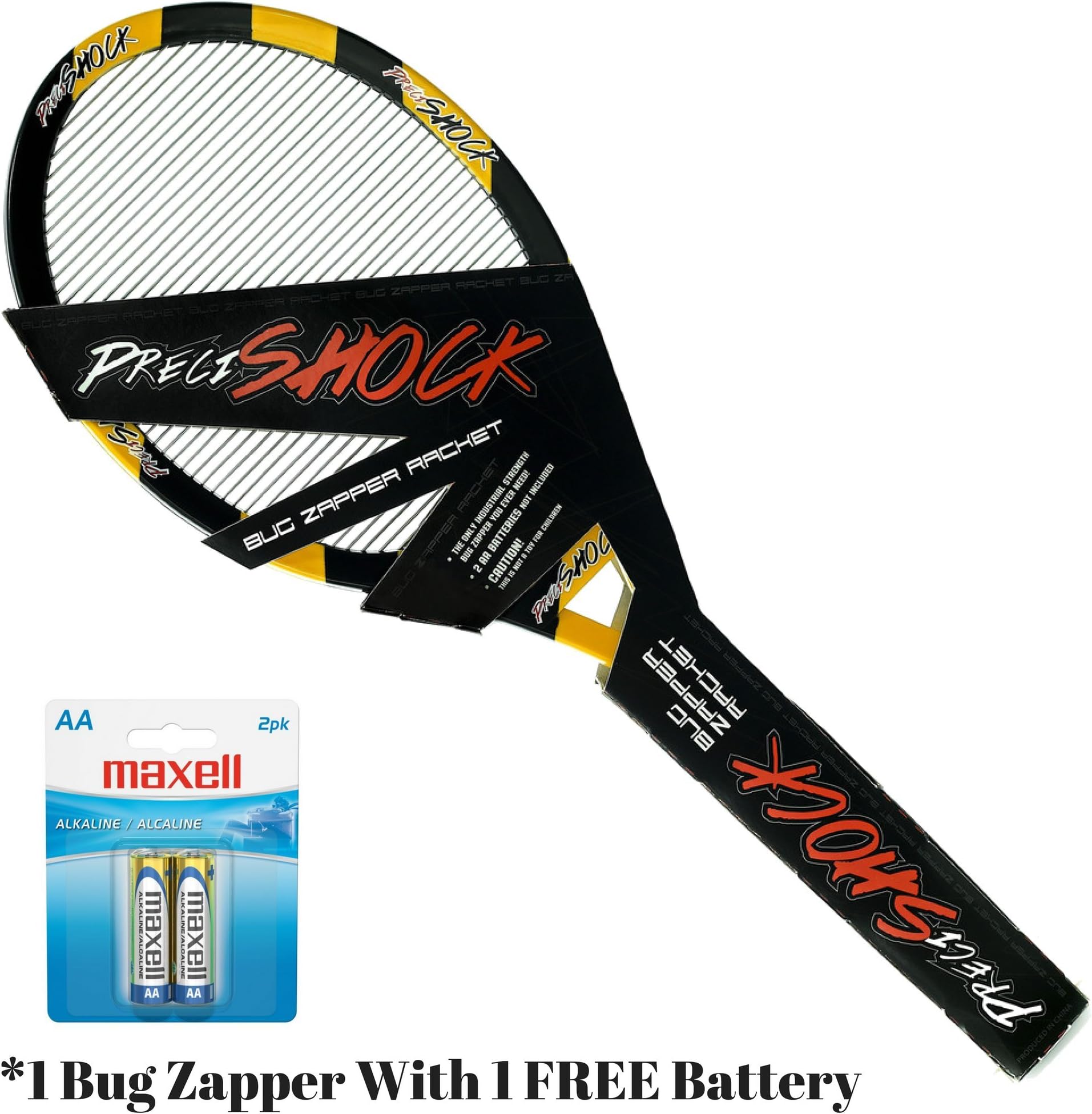 Bug Zapper Electric Fly Swatter Racket- 3000 Volt Handheld Zapping Racket That Kills Mosquito Fly Wasp Hornet - For Indoor Outdoor Use - Enhanced With TITANPLAST and ElectroSWAT Technology, 1 Quantity