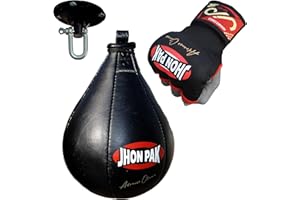 JP ADVANCE CHOICE Speed Bag Kit for Boxing Genuine Cowhide Leather,MMA Muay Thai Training Punching Dodge Striking Bag,Hanging