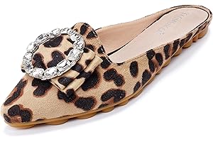 VYKF Mules for Women Flats Comfortable Slip on Backless Loafers Closed Toe Slides Women's Pointed Toe Mules Shoes