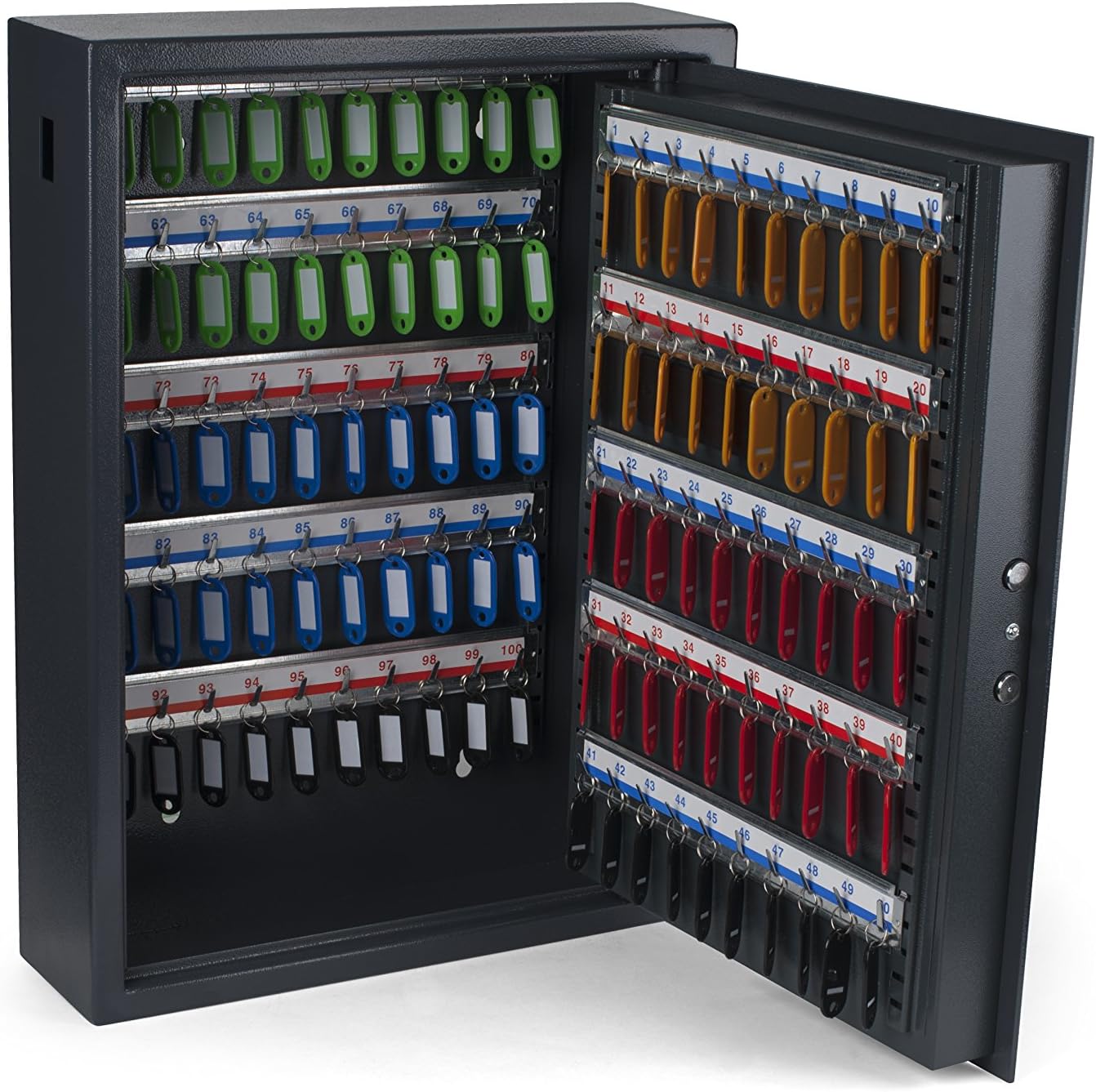 PAVO 8056019 Key Box/Cabinet/High Security Safe with Electronic Lock 100 Hooks with Side Slot - Dark Grey