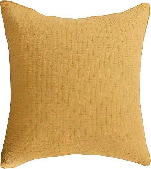 Amazon Com Levtex Cross Stitch Yellow Euro Sham Set Of 2 Home