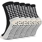 Ultrafun 5 Pairs Kids Youth Grip Soccer Socks Cushioned Non Slip Football Athletic Sports Socks