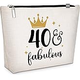 GevGuxLuo 40th Birthday Gifts for Women Makeup Bag, 40 Years Old Birthday Gifts for Mom Wife Aunt Friends Her,Turning 40 Cosmetic Bags 40 fabulous Cosmetic Travel Bag