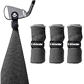4Monster Golf Towels 3-Pack with Detachable Magnet and Portable Pouch, Quick-Dry Microfiber Golf Towel Set for Golf Bags,Custom Towel Gifts for Men or Women (3, Black)