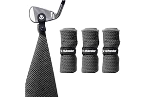 4Monster Golf Towels 3-Pack with Detachable Magnet and Portable Pouch, Quick-Dry Microfiber Golf Towel Set for Golf Bags,Custom Towel Gifts for Men or Women (3, Black)