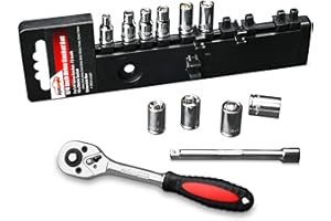 EPAuto 1/4-Inch Drive Socket Set with 72 Tooth Reversible, 12 Pieces