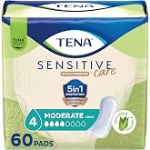 TENA Sensitive Care Moderate Incontinence Pads for Women, Long, 60 ct | Made for sensitive skin, these bladder control pads help keep your skin irritation and leak free for comfort and security