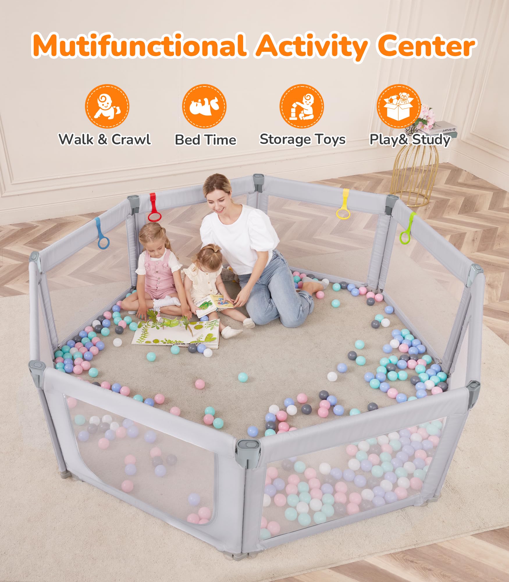 Dripex Foldable Playpen, Extra Large Baby Playpen, 71