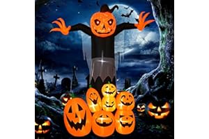 Raymall 9FT Giant Halloween Inflatables Pumpkin Reaper, Inflatable Halloween Pumpkin Ghost with Rotating LED Lights, Blow Up Yard Decorations Outdoor (A-9FT Pumpkin Grim Reaper)